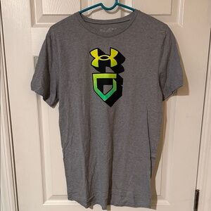 Under Armour Gray Tee with Yellow and Green Logo